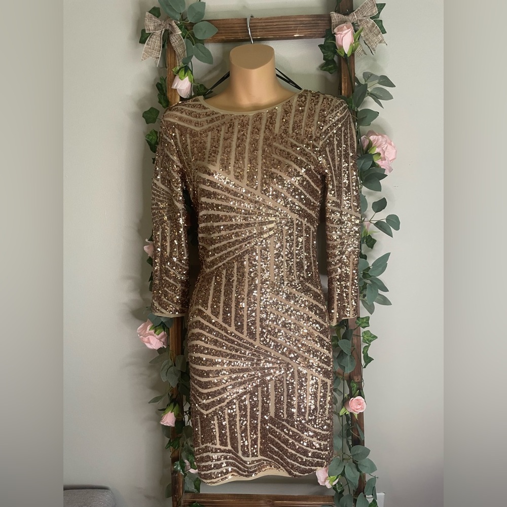 Forever 21 Gold Sequin Dress Swifty Taylor Swift Lover EUC